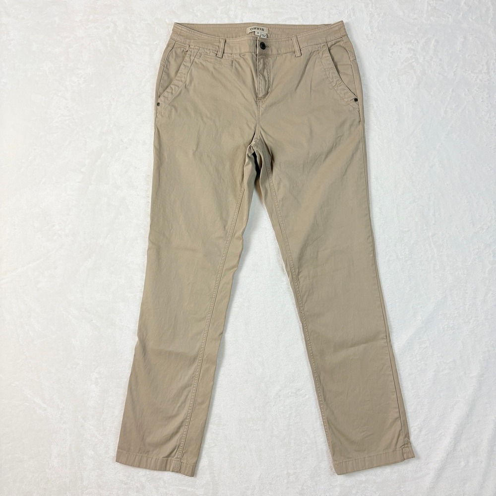 Orvis Pants Women Sz 8 Tan‎ Khaki Stretch Cotton Straight Leg Chino Gorpcore